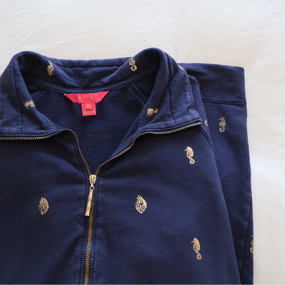 Lilly Pulitzer UPF 50+ Skipper Popover Dress in True Navy It’s For Shore Print - Picture 6 of 7